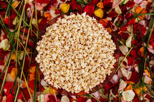 White Popcorn on Colored Flower Petals
