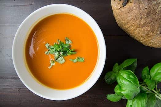 Brown Soup in White Ceramic Bowl